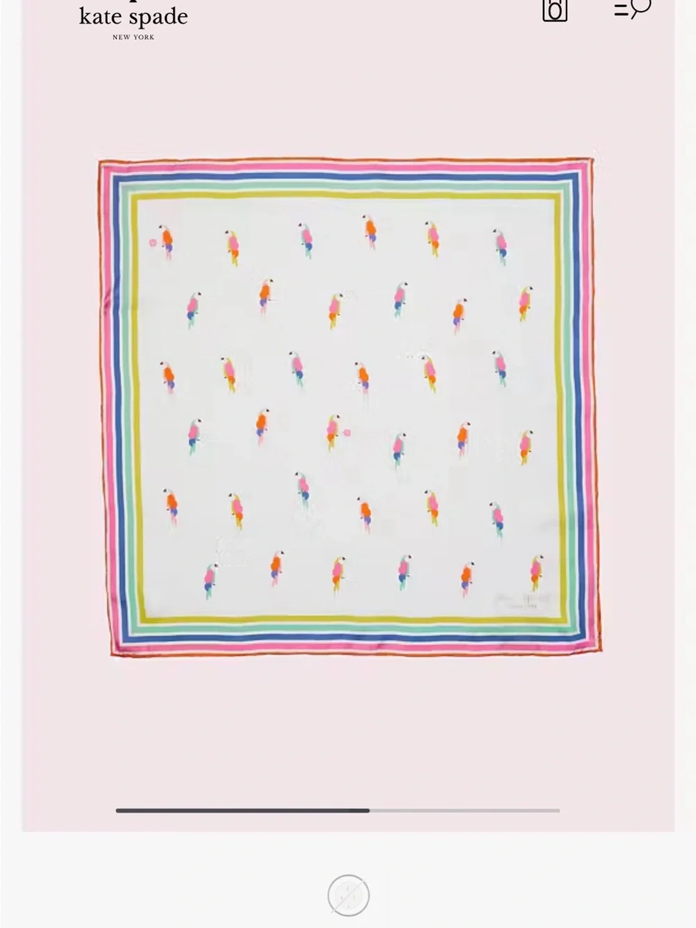 kate spade Flock Party Bandana Scarf with Parrots 100% Silk